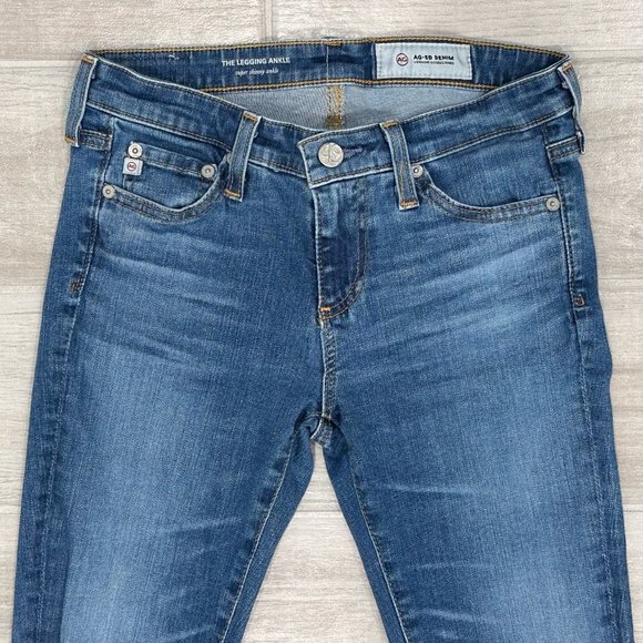 AG Adriano Goldschmied The Low-Rise Legging Ankle Super Skinny Distressed Jeans - Picture 4 of 16